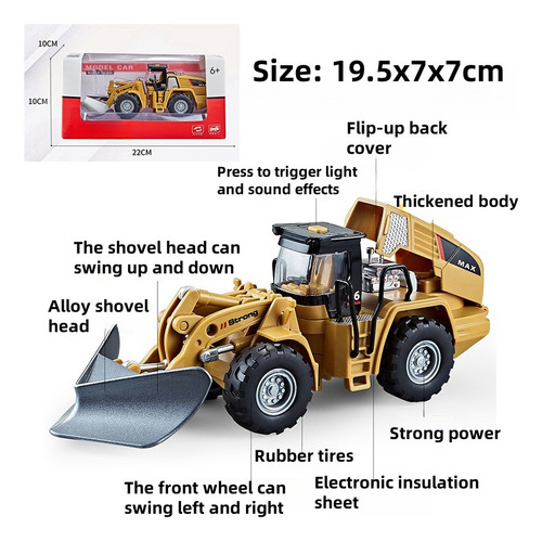 Modelo De Vehículo De Ingeniería Para Niños Con Luces, Regal