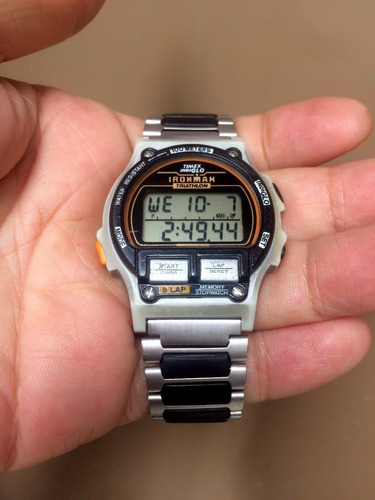 1ro.timex Ironman Triathlon 8 Lap Prata Made In Korea Raro