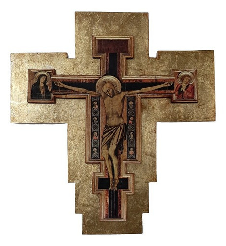 Crucifijo De Giotto  - Dorado A La Hoja - 37 X 40 Cm - 