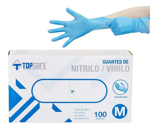 Guante Desechable Top Safe Nitrilo/vinilo Talla M Box 10x100