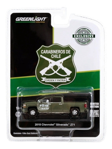 Patrulla Carabineros De Chile Chevrolet Silverado Z71 Greenl Color Verde