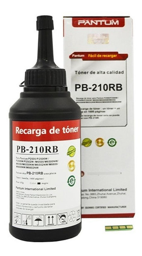 Kit Toner Pb-210rb Recarga Pantum P2500w M6602nw 1600 Pagina