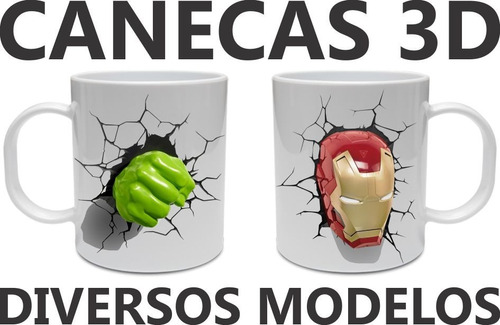 Caneca Efeito 3d Vários Modelos.