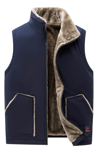 Chaleco Polar Casual O Coat Para Hombre, Sin Mangas, Bolsill