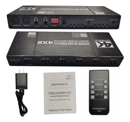 Nuevo Hdmi2.0 4x2 4:2 4 En 2 Salida Matriz Hdmi Video Switch