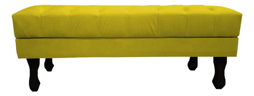 Recamier Baú Luis Xv Capitonê 1,00m Corino Amarelo