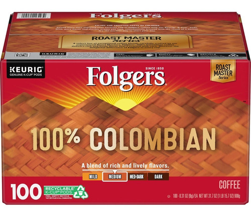 Café Folgers Colombian Keurig  ( 100 Capsulas )