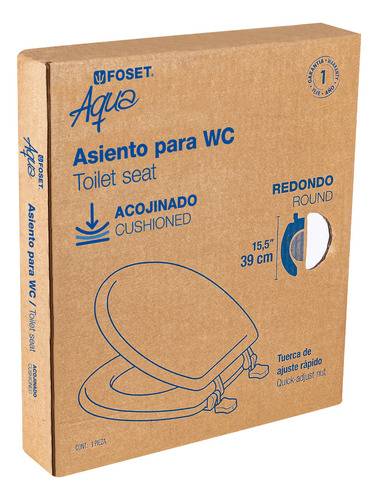 Asiento Redondo Acojinado Para Wc, Cerrado, Blanco 49367