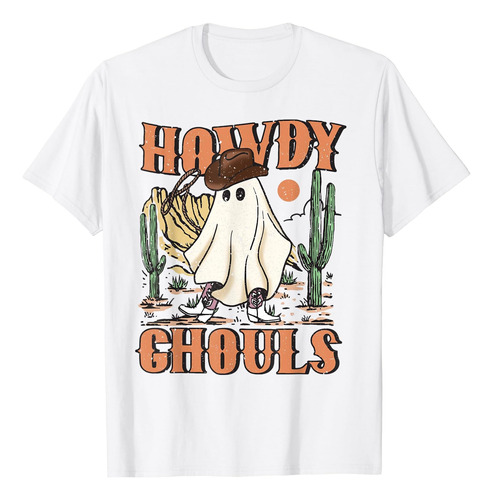 Camiseta Retro Howdy Ghouls Western Halloween Ghost Spooky S