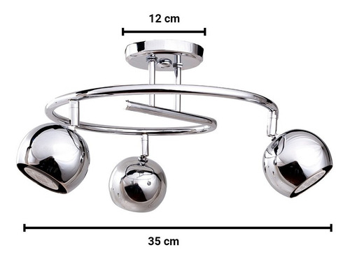Imagen 2 de 10 de Araña Plafon 3 Luces Rulo Bocha Movil Cromado Apto Led Gu10