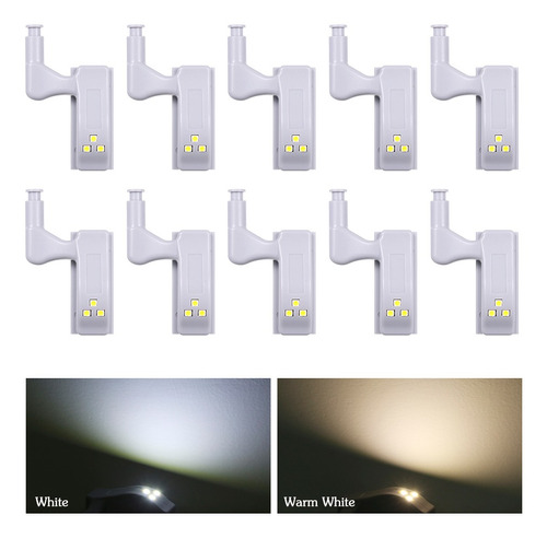 10 Piezas Led Sensor Bisagra Lámpara De Luz Para Armario De