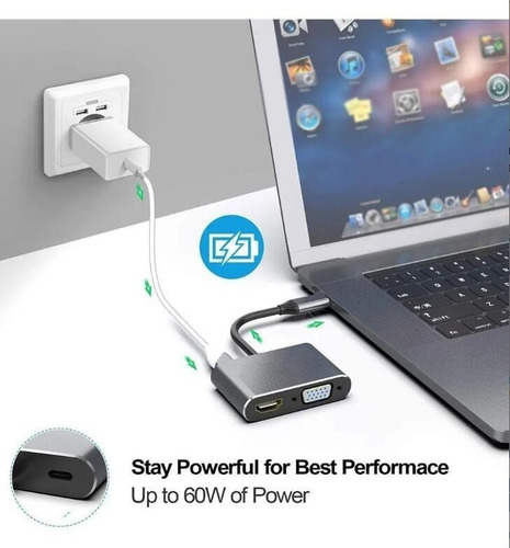 Adaptador Usb Tipo C A Hdmi Vga Convertidor De Vídeo 4k