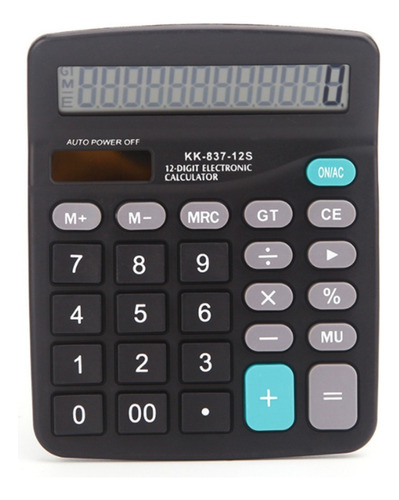 Calculadora de uso financeiro de 12 dígitos de tela grande - preta