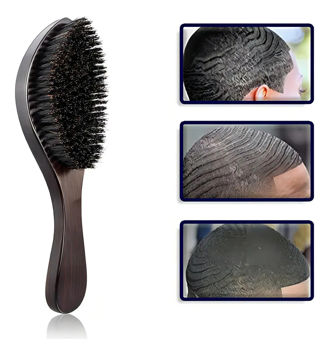 Escova Hard Para Waves 360 Profissional Ondulada Premium Cor Preto