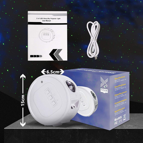 Imagen 3 de 7 de Galaxy Projector Light 3 En 1 Starry Night Sky Con Auro...