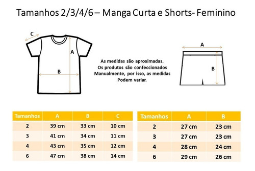 Imagem 3 de 3 de Pijama Infantil Tamanhos 2/4/6 Estampas Menina - Verão