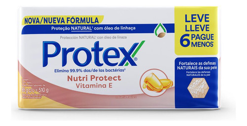Sabonete em Barra Protex Nutri Protect Vitamina E 85g 6 unidades