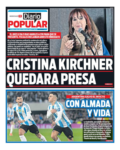 Cristina Kirchner Presa : Corte Confirma Condena D. Popular