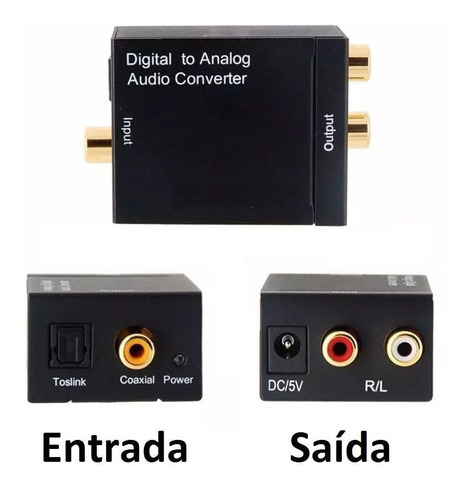 Imagem 3 de 8 de Conversor Áudio Digital Analógico Com Cabos Optico P2 X Rca