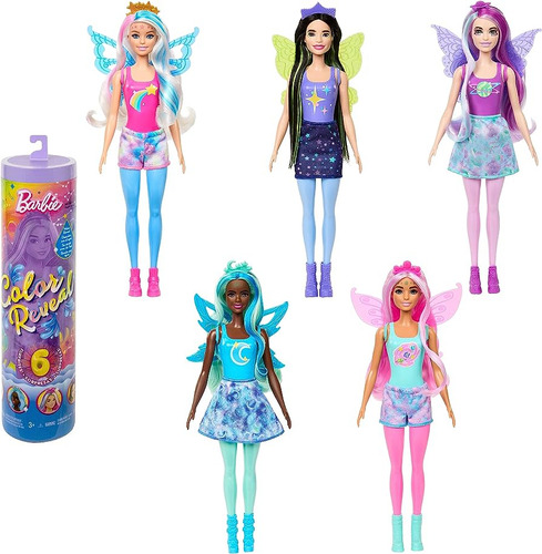 Barbie Color Reveal Galaxia Arcoiris Hadas 6 Sorpresas