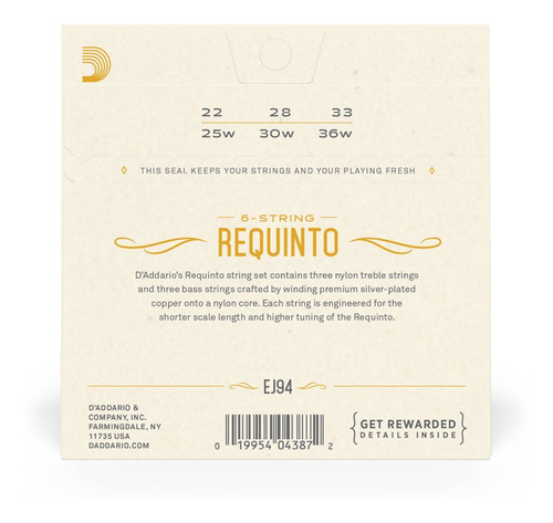 Set De Cuerdas Para Requinto D'addario Ej94