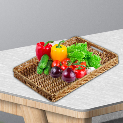 Bandeja Decorativa Tejida De Imitación De 40cmx30cmx4.5cm