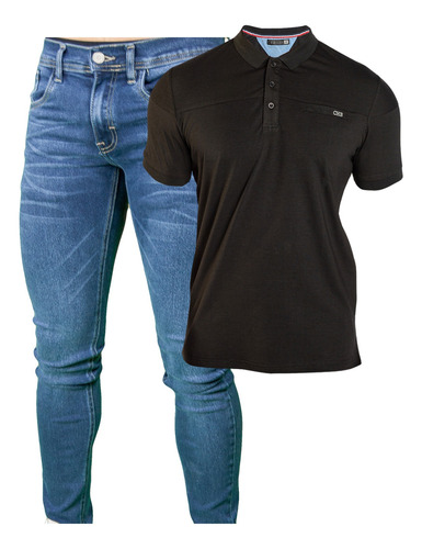 Jeans Skinny Stretch Y  Playera Tipo Polo Slim Fit