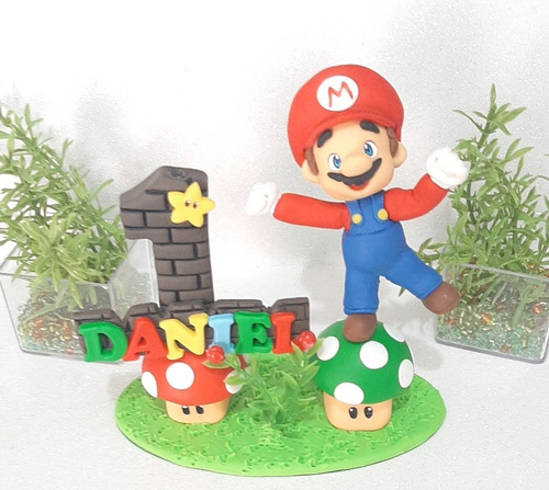 Vela/ Topo De Bolo Em Biscuit Super Mário Bros