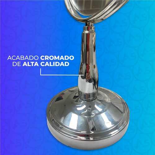 Imagen 6 de 10 de Espejo Cromado De Pie 8 Doble Cara Aumento Desmontable