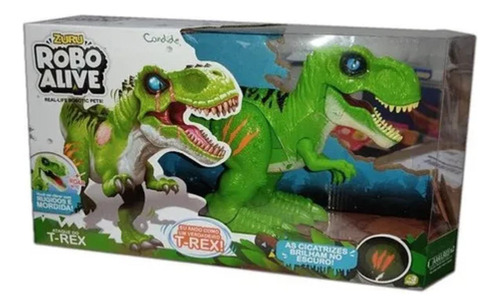Dinossauro Robô Alive T-rex Anda E Rugi Verde Candide 1113