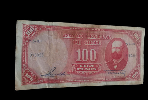 Billete Chile 100 Pesos Maschke Herrera Serie A5-101 