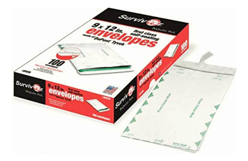 Survivor R1470 Tyvek Usps Sobres De Primera Clase, 9 X 12,