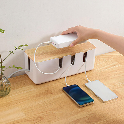 Caja Organizadora De Cables Con Tapa, Contenedor De Corto