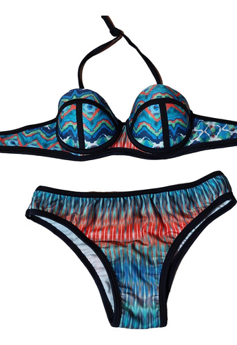 Bikini Corpiño Soft Y Vedetina De Lycra Estampada