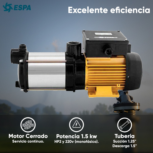 Motobomba Centrífuga De Superficie Multietapas Horizontal Prisma45n-2/1220 / 1.5kw Hp 2 Y 220v (monofásico) Ip55 / Motobomba Para Agua Limpia Espa