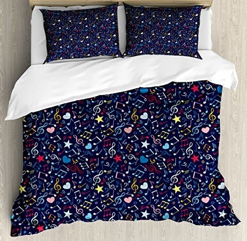 Anbesonne Music Duvet Cover Sets, Heart Notes Stars 7k2kw
