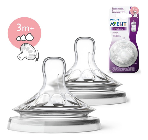 Tetina Natural Avent De Flujo Variables +3m - Pack 2 Uni