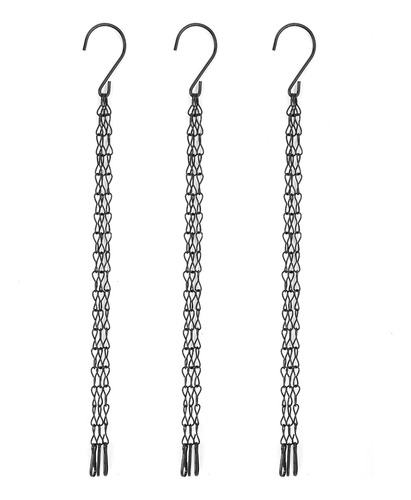 Cesta Maceta Con Ganchos Y Cadena Colgante Hierro 3 Piezas
