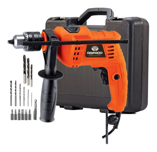 Imagen 1 de 9 de Taladro Percutor Daewoo 13mm + Maletin 19 Accesorios 550w