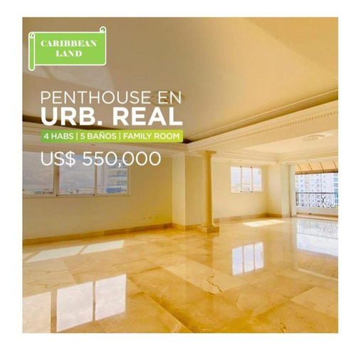 Hermoso Pent-house 622m2 Urb Real Sala Comedor 4h 5b 5p  