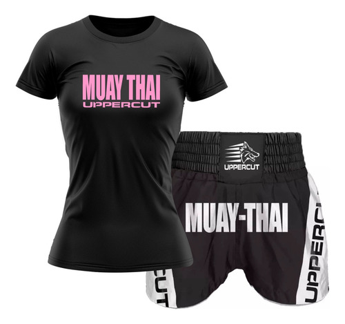 Kit Uppercut Short Calção Muay Thai Feminino E Camiseta 