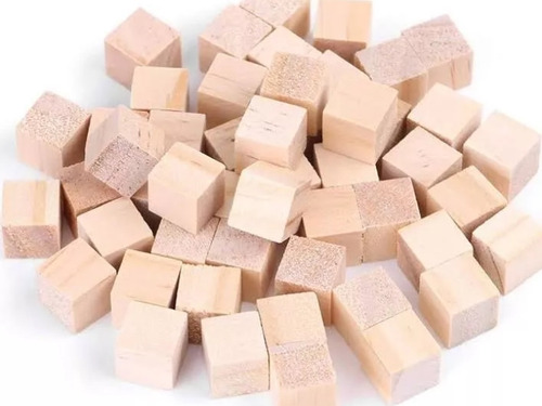 50 Cubos De Madera Naturales Manualidades Didáctico 2cm