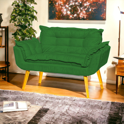 Namoradeira Decorativa Para Recepção Consultório Suede Cores Cor Verde Desenho do tecido TECIDO SUEDE