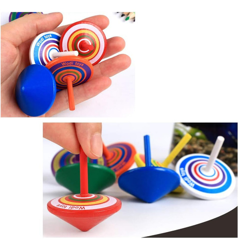 Trompos De Madera Pintados De Colores, Juguete De Giroscopio
