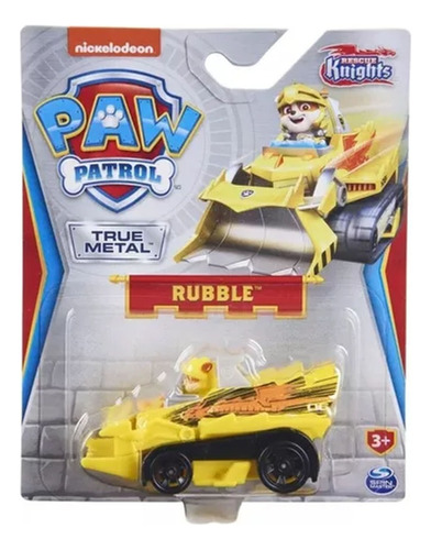 Paw Patrol Mini Auto Metalico Con Figura Rubble True Metal