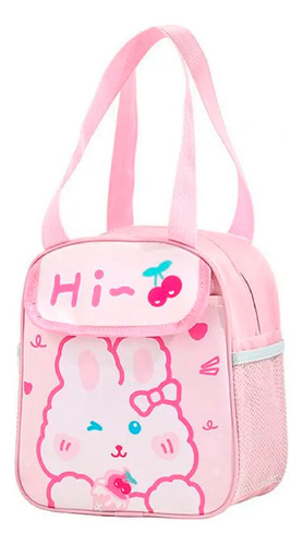 Bolso Lonchera Porta Comida Térmico Infantil Rosa De Conejo