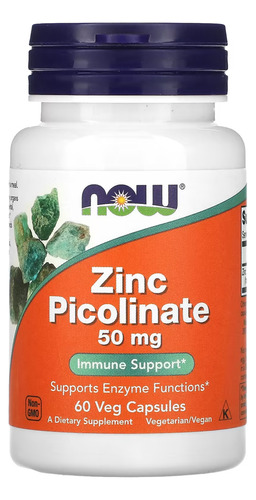 Zinco Picolinato 50mg Now Foods 60veg Caps Importado Eua/usa