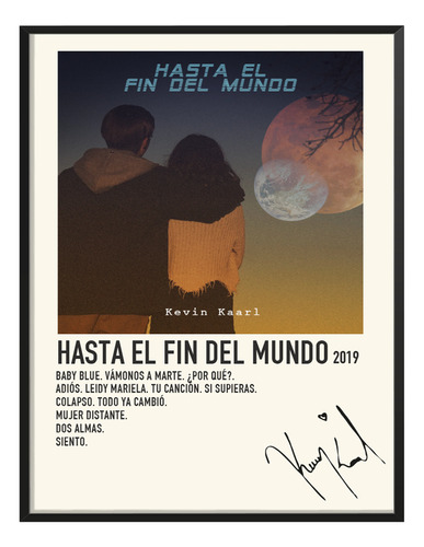 Poster Kevin Kaarl Album Tracklist Hasta Fin Del Mundo 80x40
