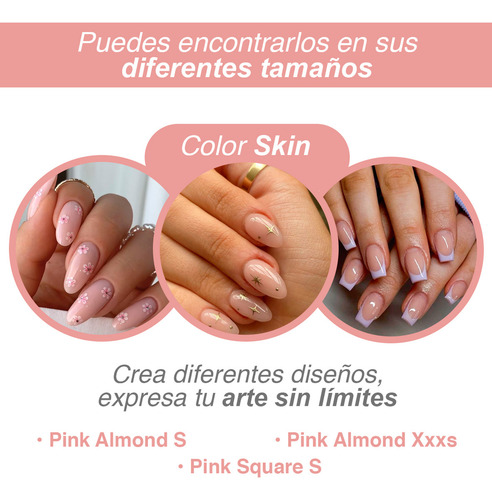 Gel Tips Uñas Postizas Square S Skin Gloss Over Caja 550pz