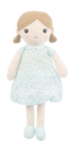 Muñeca De Tela Con Vestido Celeste